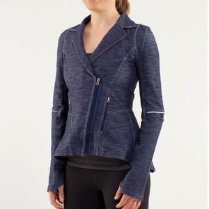 Lululemon Ride On Blazer Size 6 Heathered Black Fossil‎ Moto